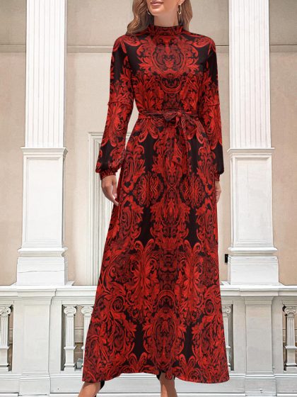 Honeyland Long Gown in Royal Red Tapestry Print — FREE SHIPPING!