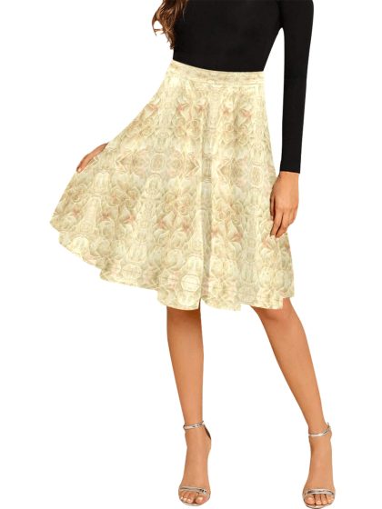 Honeyland Women's Pleated Midi Skirt in Soft Yellow Fractal — FREE SHIPPING!